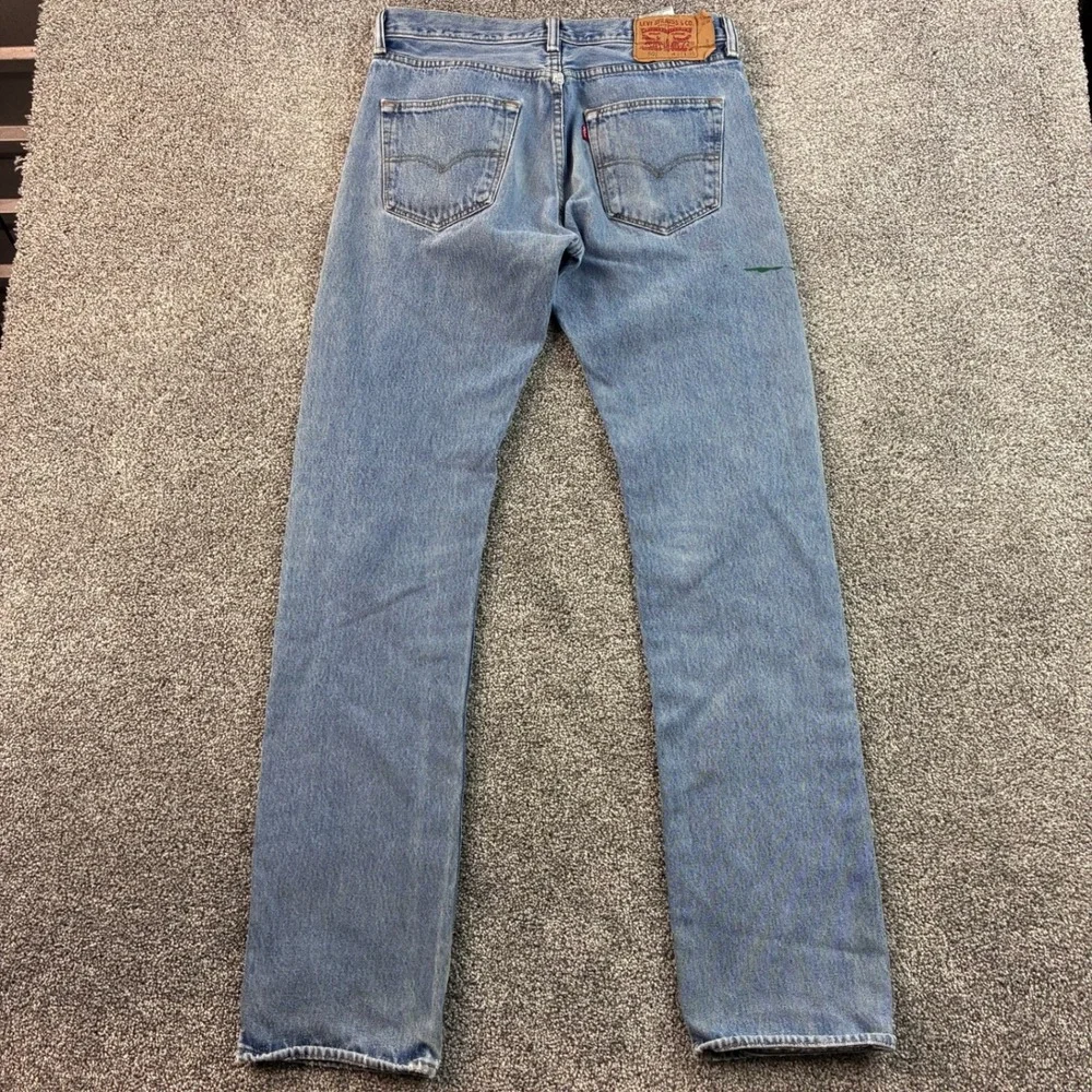 Levi's 501 Jeans Mens 32x36 Blue Cotton Straight Leg Button Fly Distressed